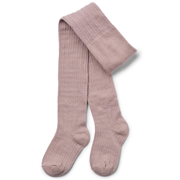 Wheat Strømpebukser - Karla Wool Lace - Uld - Dry Rose - i rosa med blonde