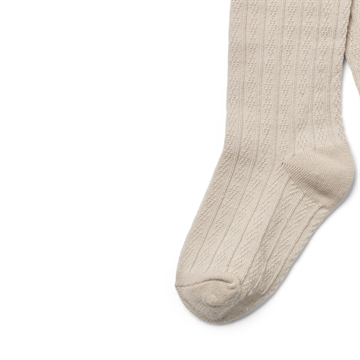 Wheat Strømpebukser - Karla Wool Lace - Uld - Offwhite med blonde