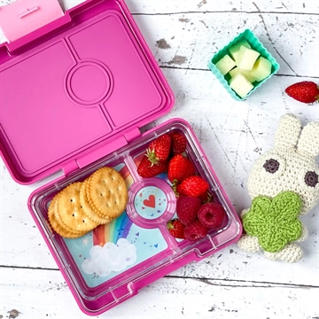 Yumbox Madkasse Bento Tapas XL - Capri Pink med 4 Rum - Rainbow - regnbue