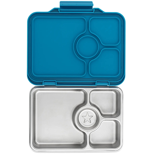 Yumbox Presto Prêt Madkasse Stål 4 rum - Normandy Blue