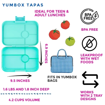 Yumbox Madkasse Tapas - 5 rum - Bali Aqua - madkasse med rum