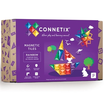 Connetix Starter Pack - Rainbow - 60 dele magnet legetøj i regnbuefarver