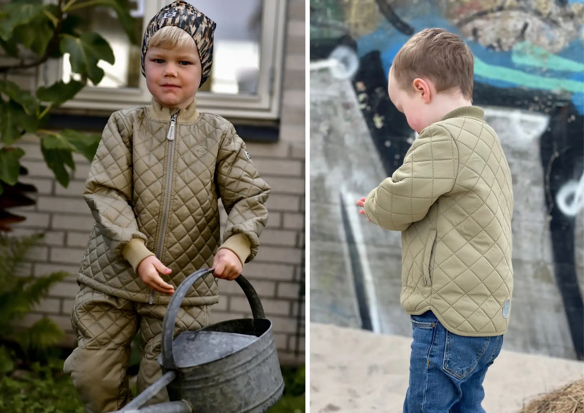 Robust Mikk-Line termotøj med forstærkninger på knæene – Perfekt til leg i sandkasse.