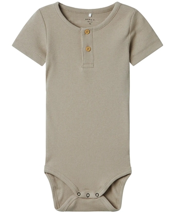 Name It Kortærmet Body - Kab - Knapper - Pure Cashmere - i beige