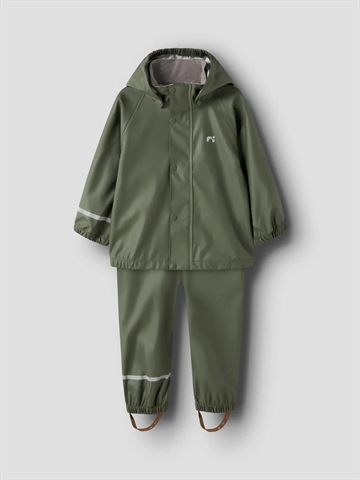 Name It Regntøj - NknDry10 Rain Set - Thyme - i grøn - vandtæt med højt vandsøjletryk på 10.000 mm