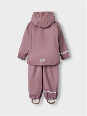 Name It Regntøj - NknDry10 Rain Set - Wistful Mauve - i rosa - vandtæt med højt vandsøjletryk på 10.000 mm
