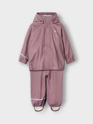 Name It Regntøj - NknDry10 Rain Set - Wistful Mauve - i rosa - vandtæt med højt vandsøjletryk på 10.000 mm