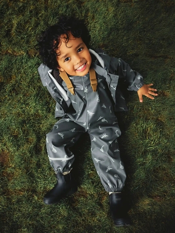 Name It Regntøj - NmmDry10 Rain Set - Balsam Green DINO - vandtæt med højt vandsøjletryk på 10.000 mm