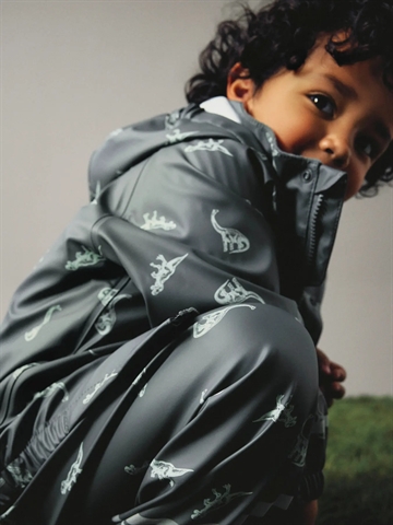 Name It Regntøj - NmmDry10 Rain Set - Balsam Green DINO - vandtæt med højt vandsøjletryk på 10.000 mm