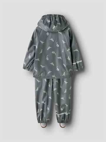 Name It Regntøj - NmmDry10 Rain Set - Balsam Green DINO - vandtæt med højt vandsøjletryk på 10.000 mm