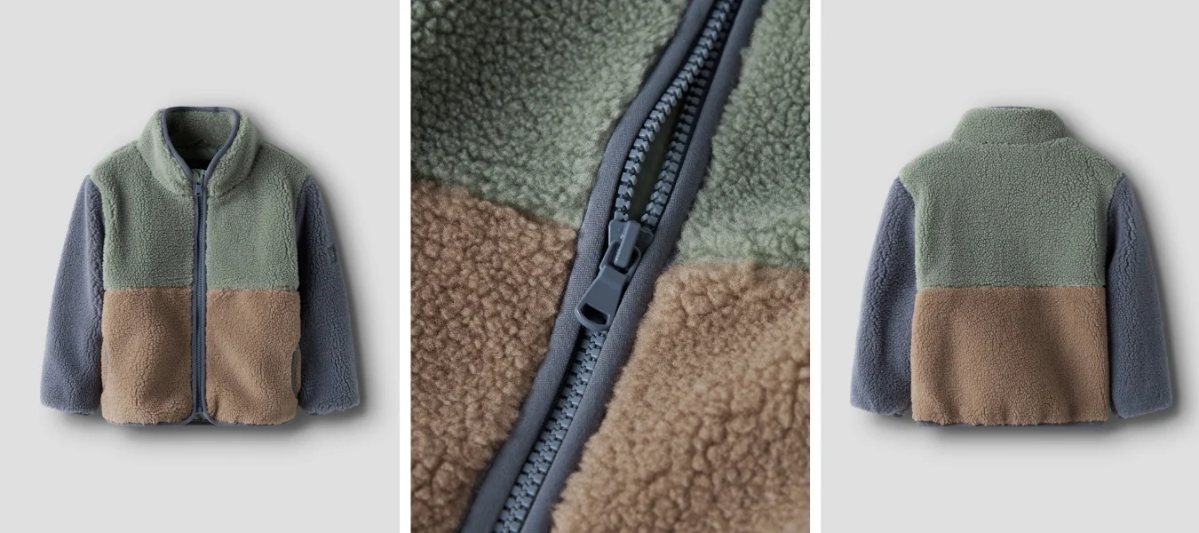 sherpa fleecejakke fra Name It med blød, fluffy overflade