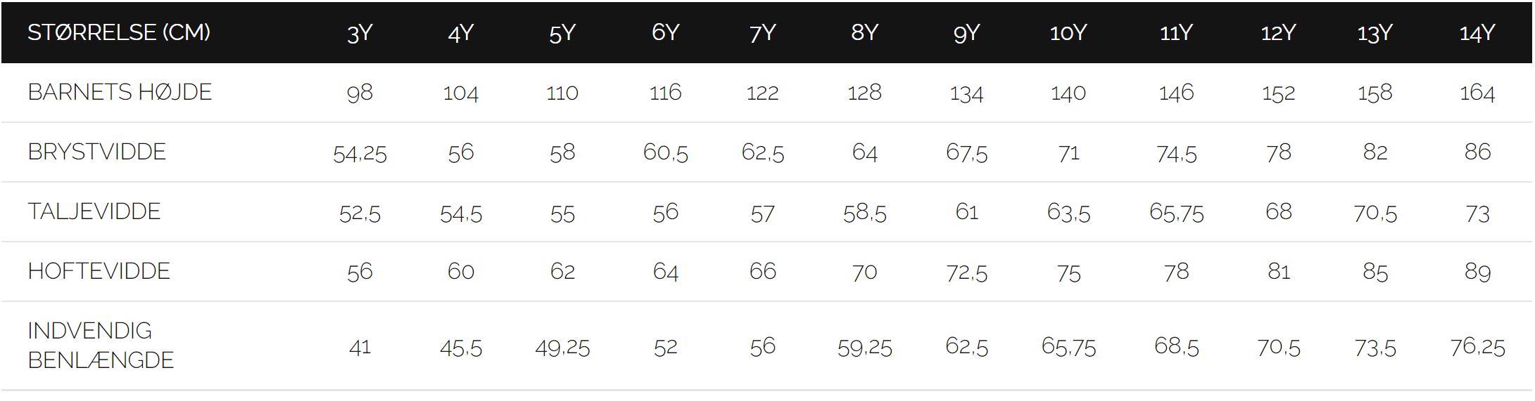 Soft Gallery størrelsesguide dreng